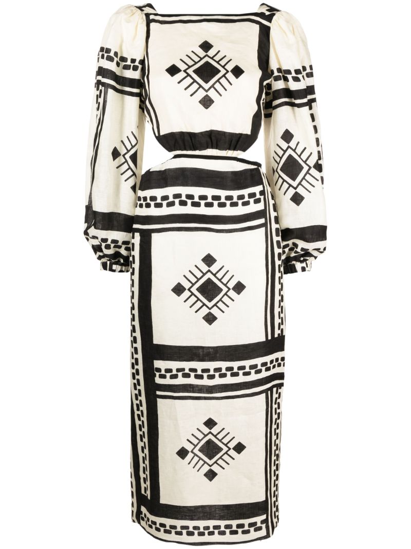 Black Sachamama Bohemian Print Linen Dress