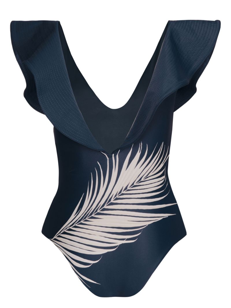 Blue Navegando Ando Palm Tree Print Swimsuit