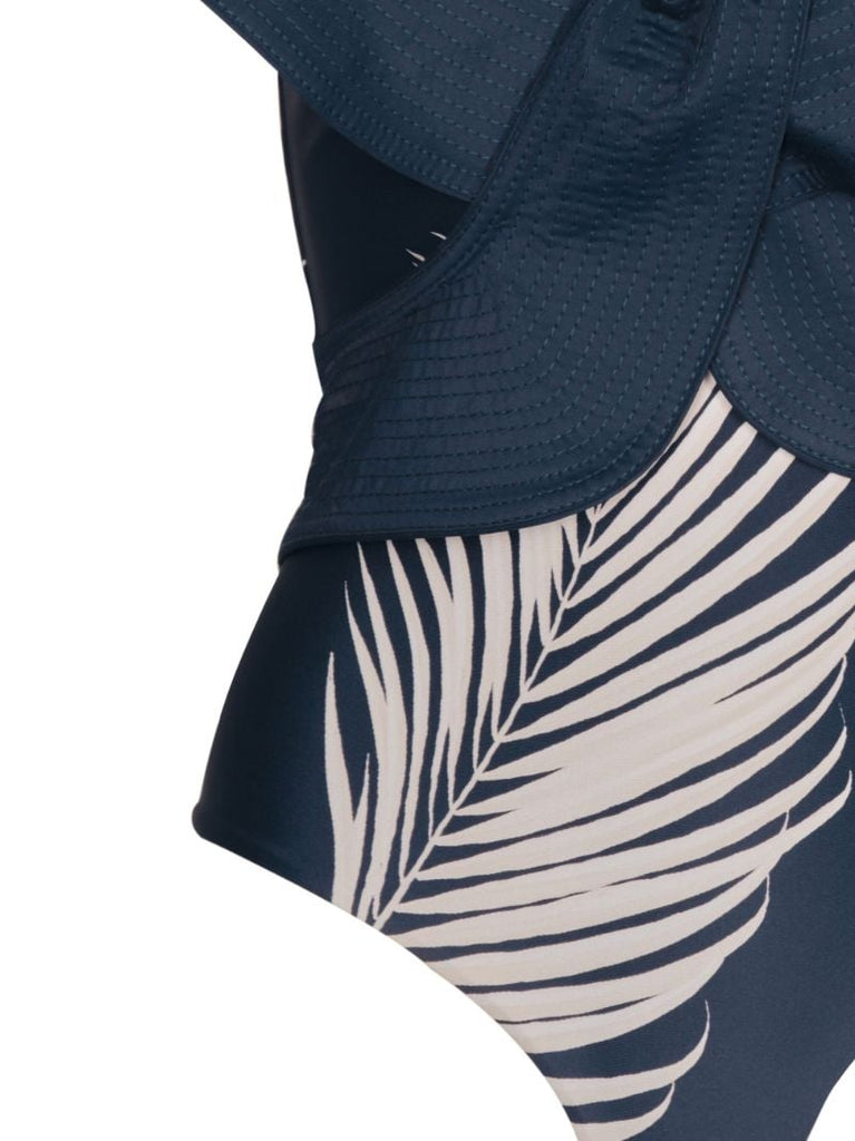Blue Navegando Ando Palm Tree Print Swimsuit