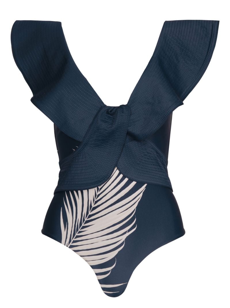 Blue Navegando Ando Palm Tree Print Swimsuit