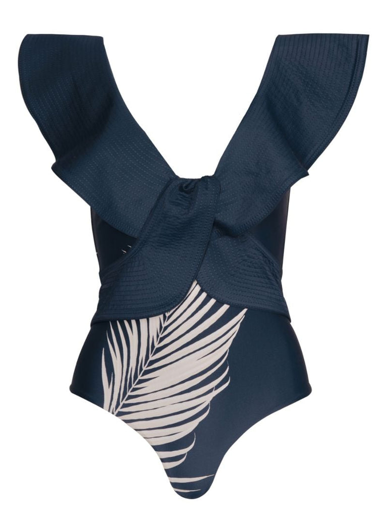 Blue Navegando Ando Palm Tree Print Swimsuit