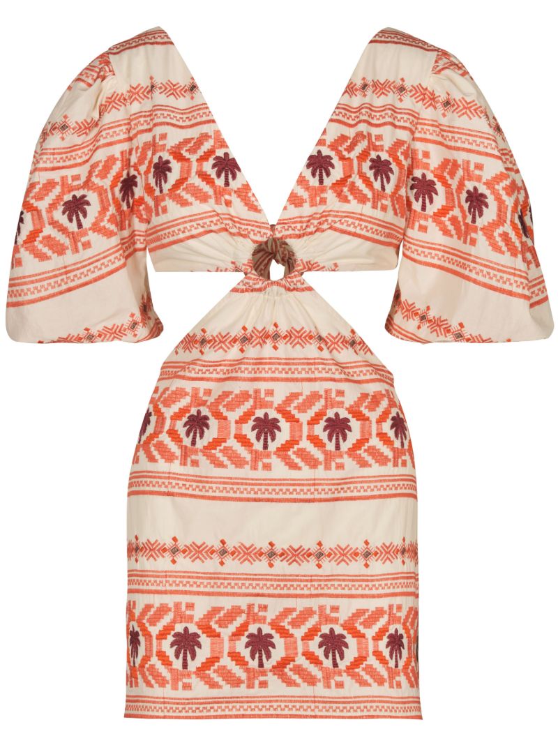 Orange Sacred Valley Jacquard Pattern Mini Dress