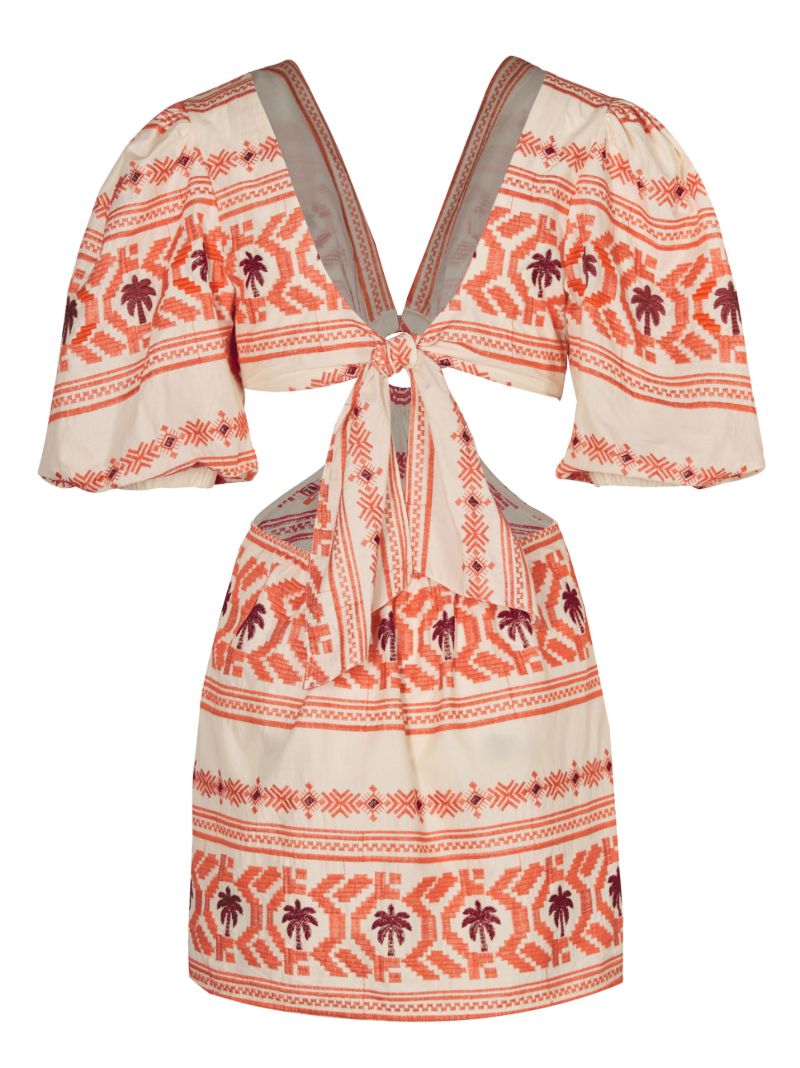 Orange Sacred Valley Jacquard Pattern Mini Dress