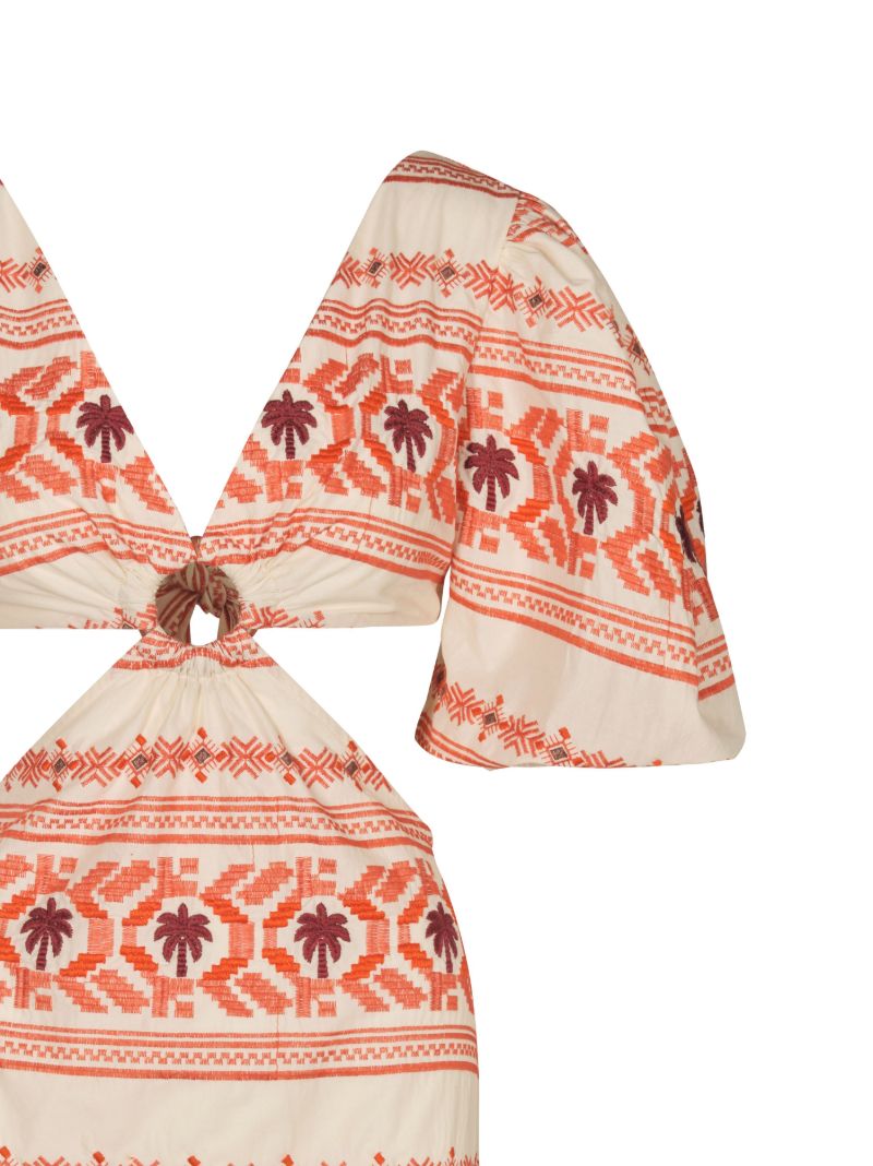 Orange Sacred Valley Jacquard Pattern Mini Dress
