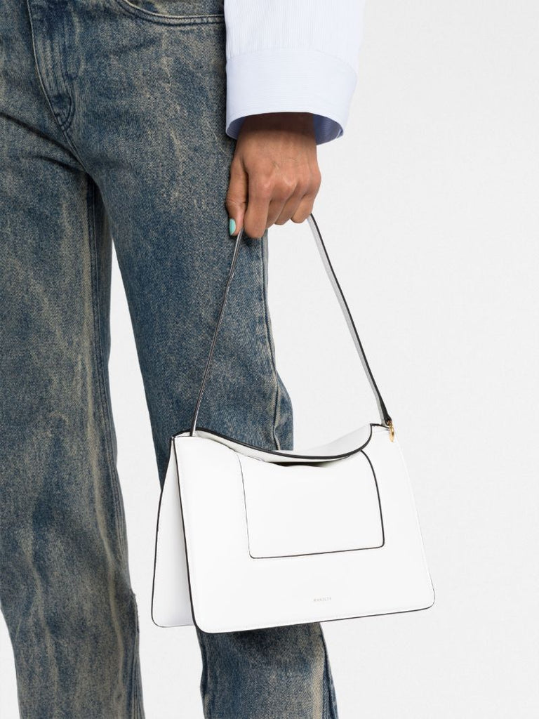 White Penelope Leather Shoulder Bag