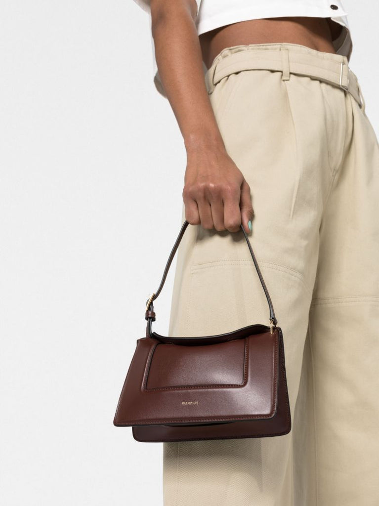 Brown Mini Penelope Leather Shoulder Bag