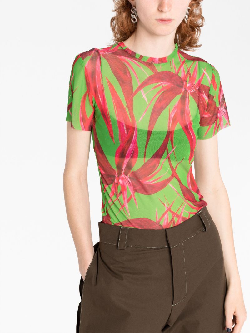 Green Floral-print T-shirt