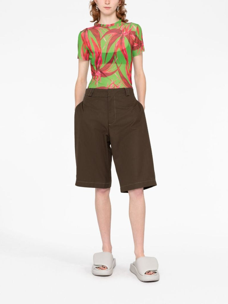 Green Floral-print T-shirt