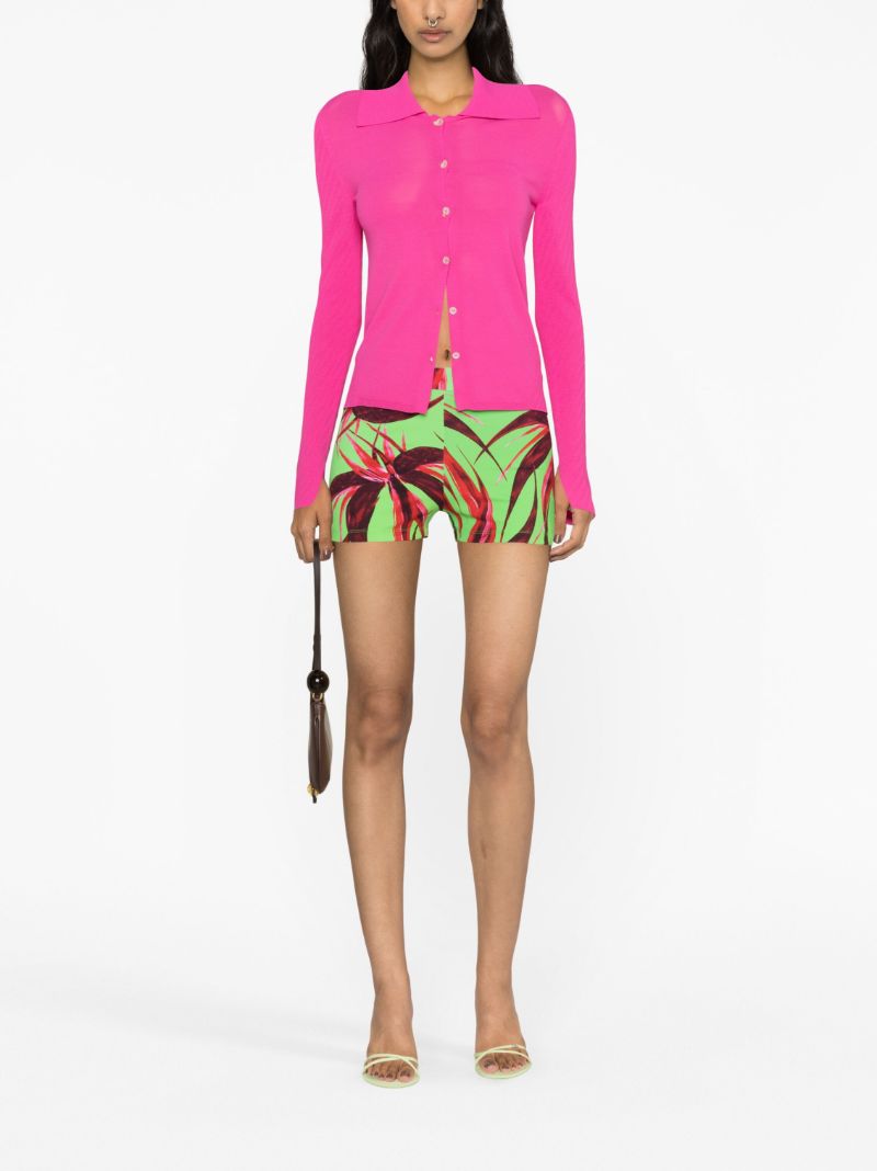 Green Flower-print Shorts