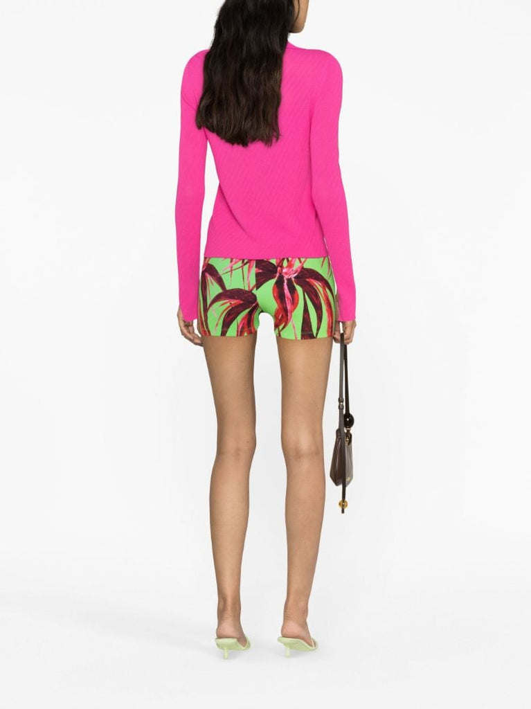Green Flower-print Shorts