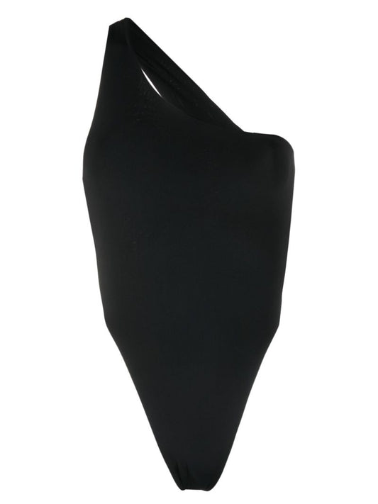 Black Plunge One Shoulder Swimsuit