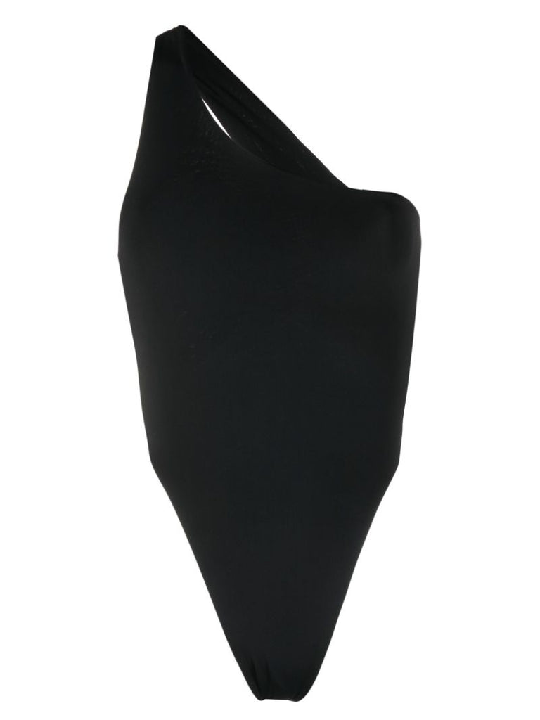 Black Plunge One Shoulder Swimsuit