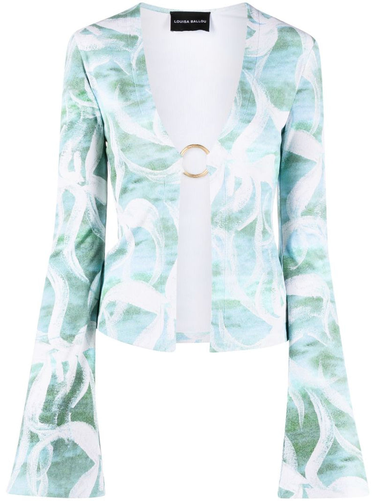 Green Floral-print Cardigan