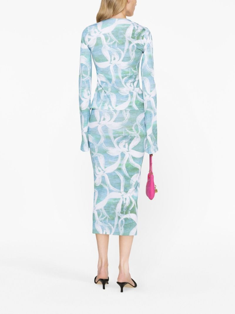 Green Floral-print Cardigan