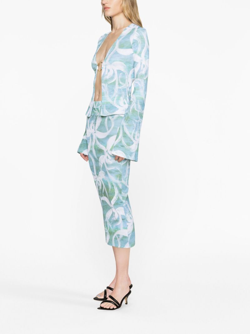 Green Floral-print Cardigan