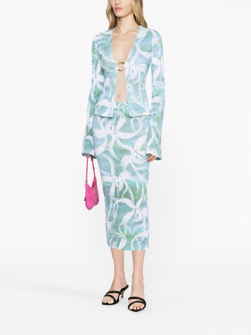 Green Floral-print Cardigan
