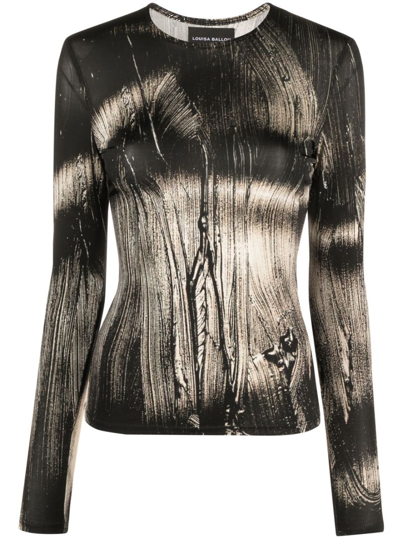 Black Abstract Print T-shirt