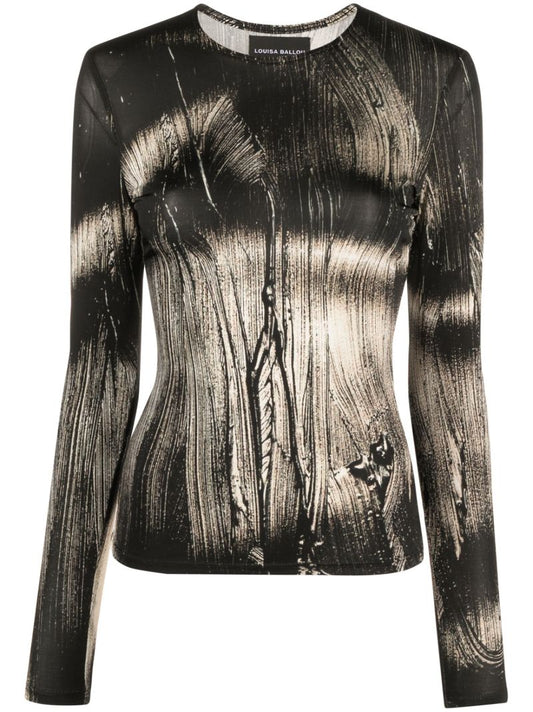Black Abstract Print T-shirt