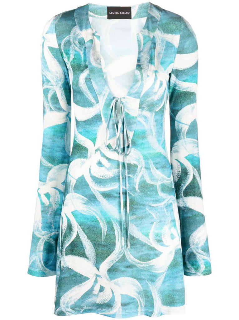 Blue Floral-print Mini Dress