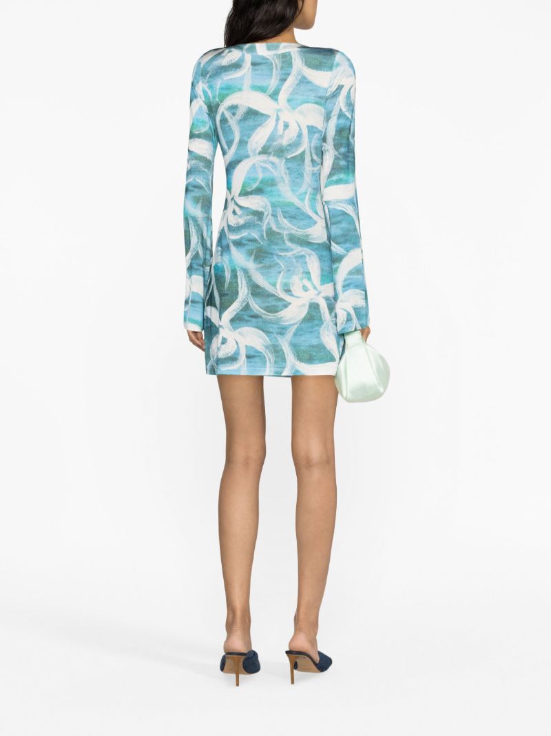 Blue Floral-print Mini Dress