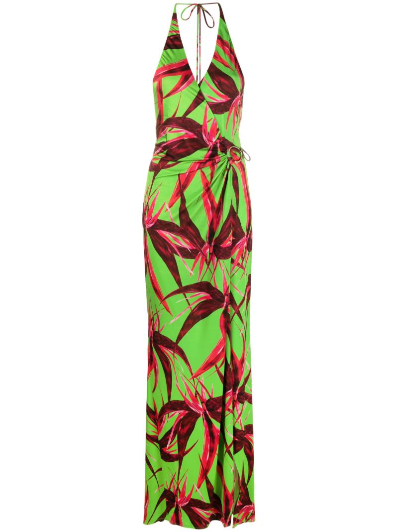 Green King Tide Floral-print Maxi Dress