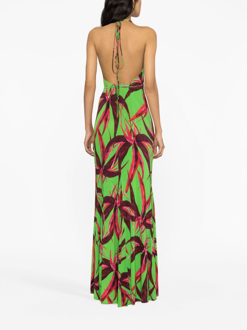 Green King Tide Floral-print Maxi Dress