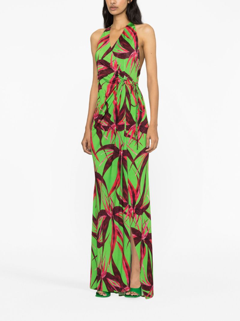 Green King Tide Floral-print Maxi Dress