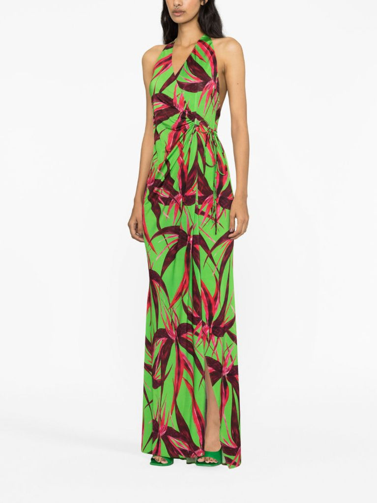 Green King Tide Floral-print Maxi Dress