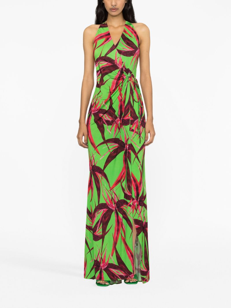 Green King Tide Floral-print Maxi Dress