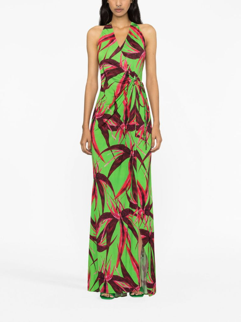 Green King Tide Floral-print Maxi Dress
