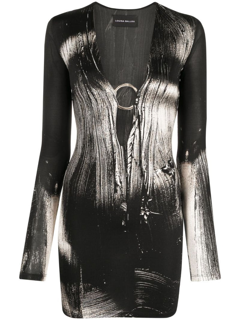 Black Helios Painted Mini Dress