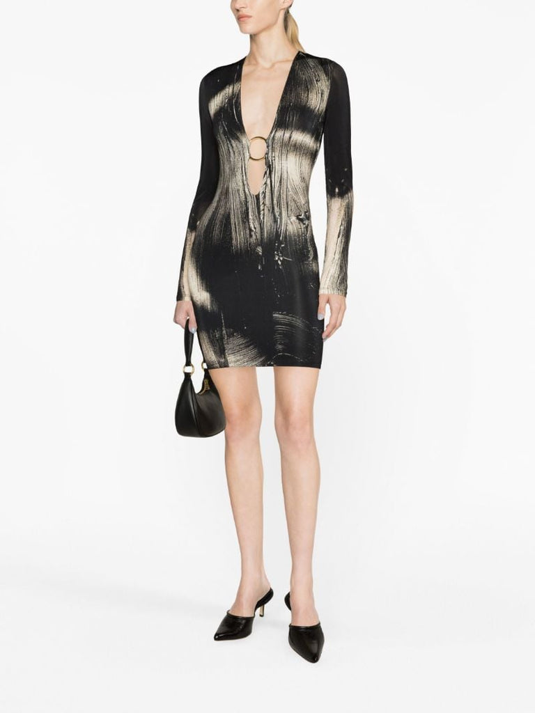 Black Helios Painted Mini Dress