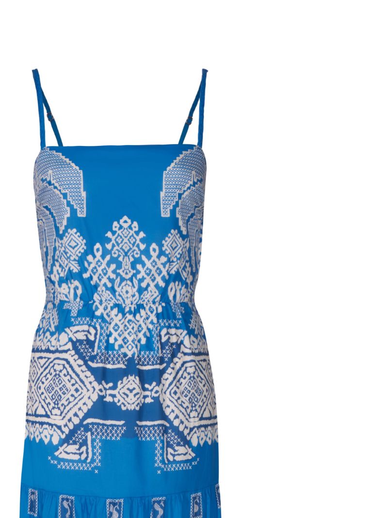 Blue Amancay Tokapu Toucans Print Maxi Dress