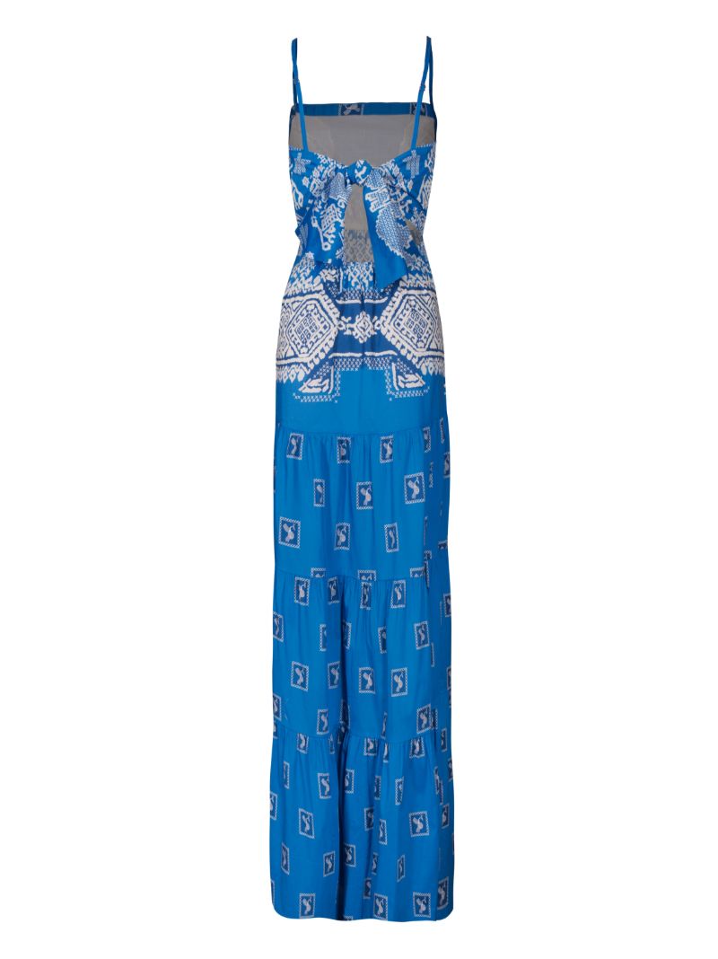 Blue Amancay Tokapu Toucans Print Maxi Dress