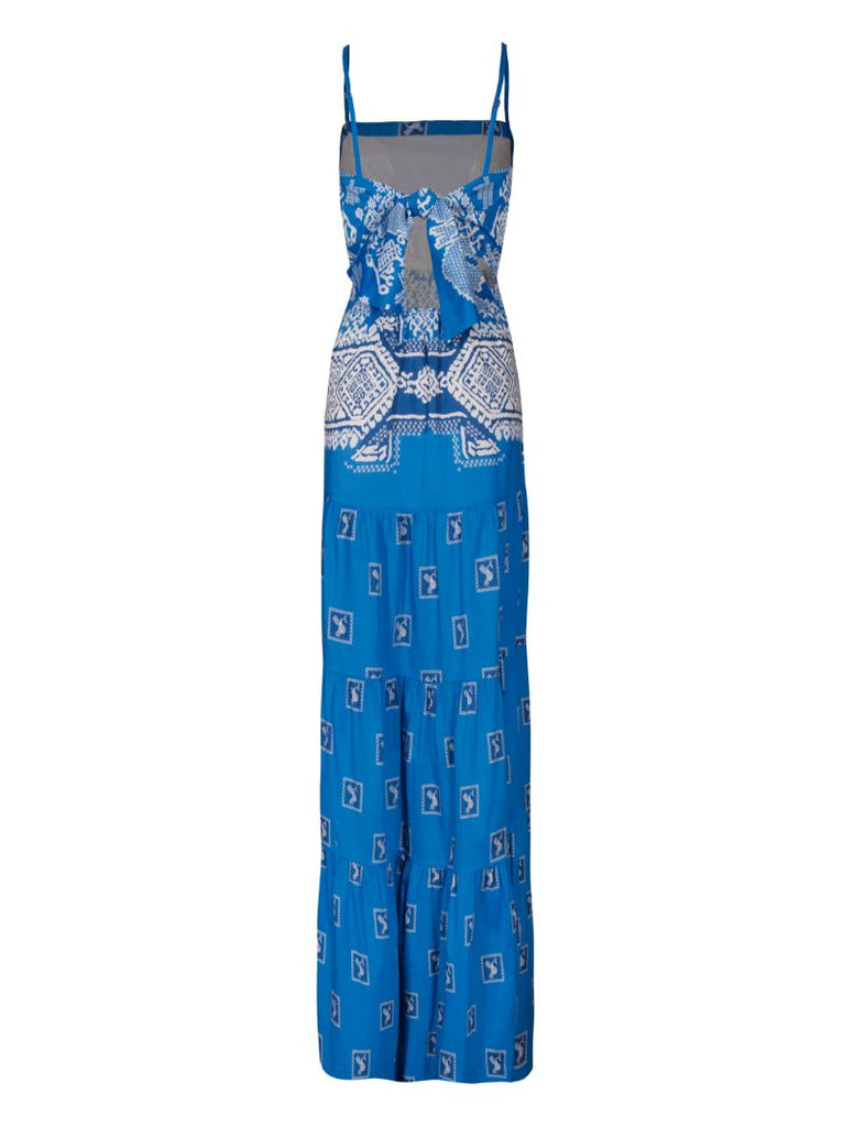 Blue Amancay Tokapu Toucans Print Maxi Dress