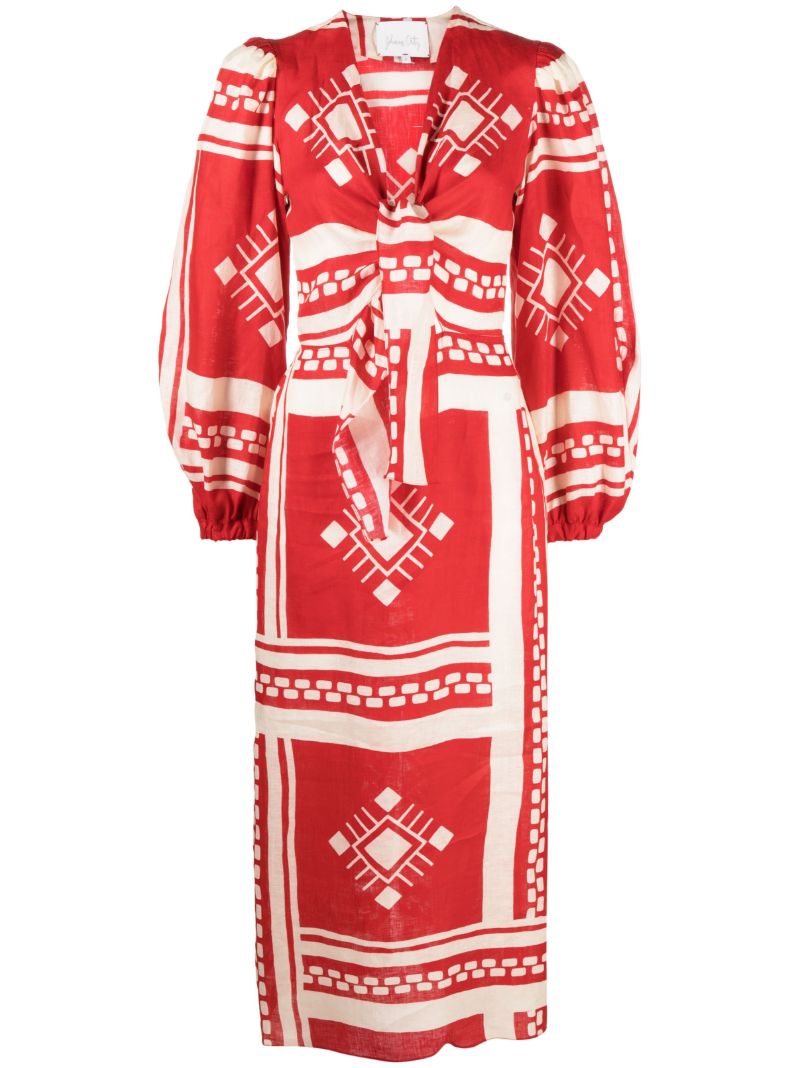 Red Sun Goddess Linen Dress