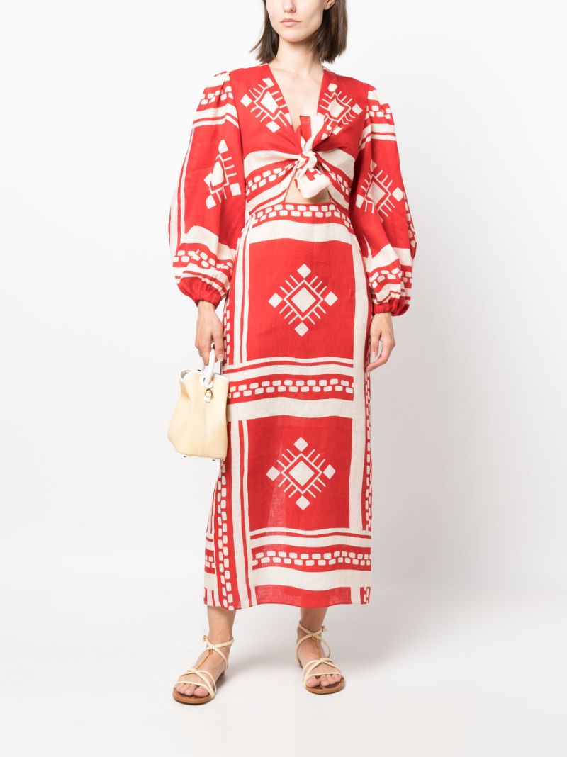 Red Sun Goddess Linen Dress