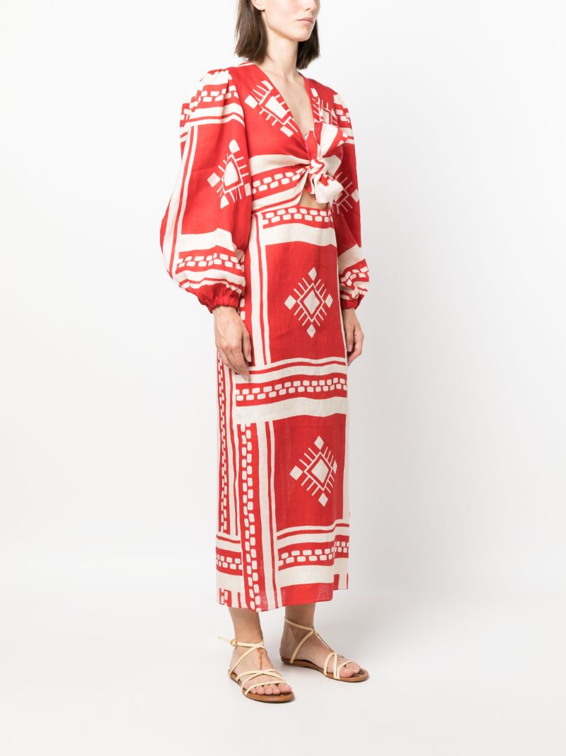 Red Sun Goddess Linen Dress