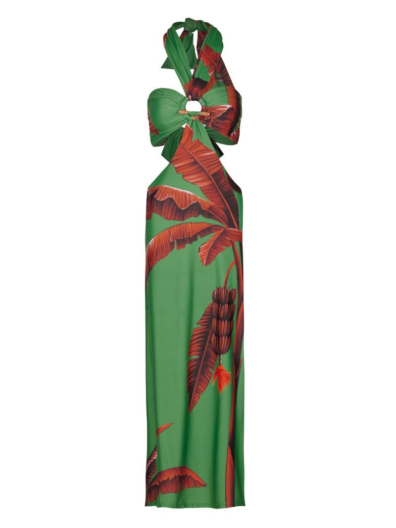 Green Printed Convertible Swim Dress