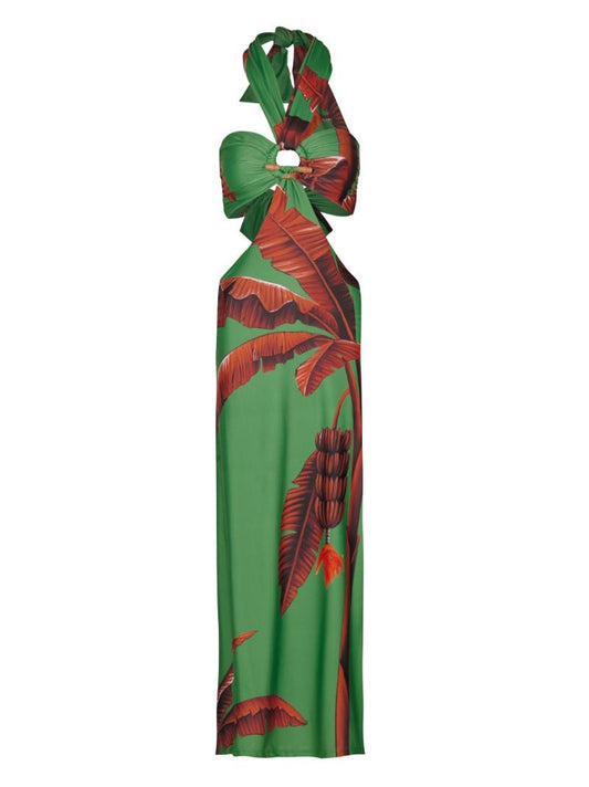 Green Printed Convertible Swim Dress