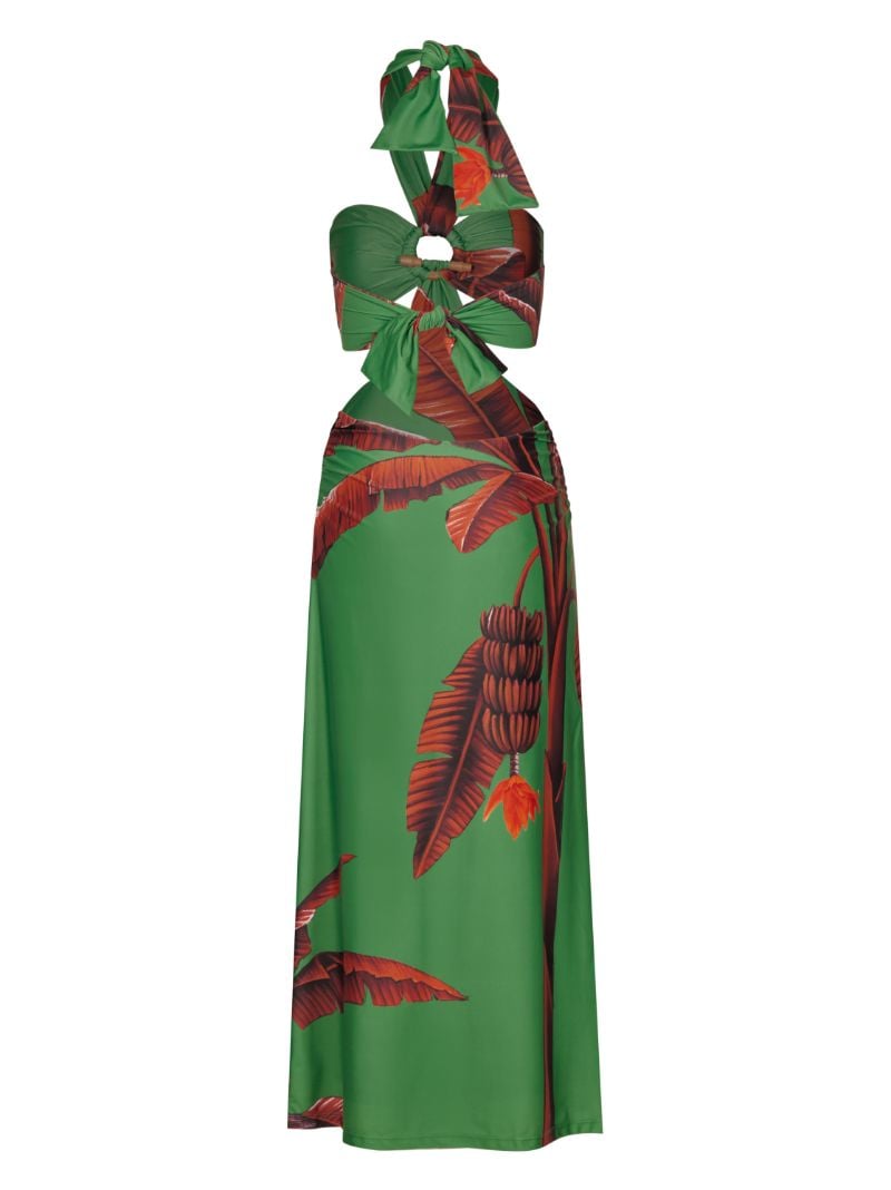 Green Printed Convertible Swim Dress