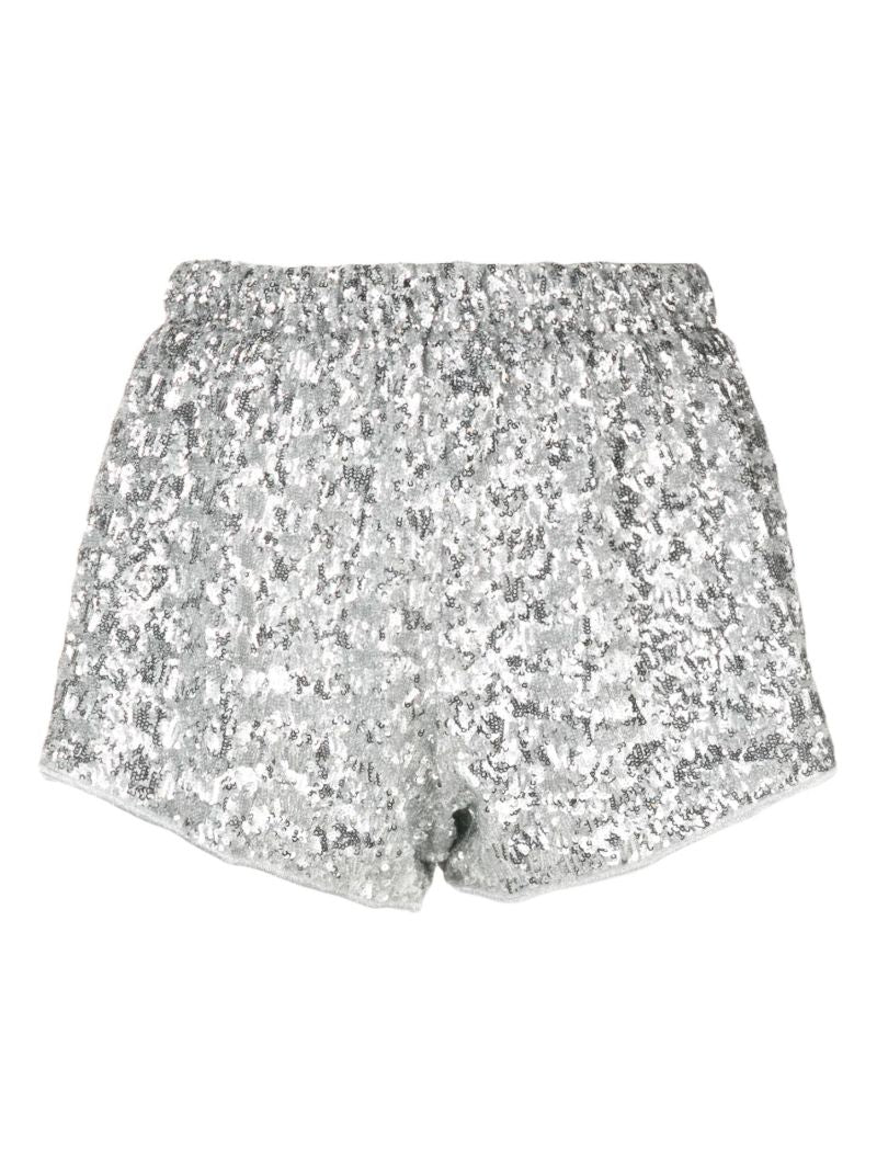 Silver Sequin-embellished Shorts