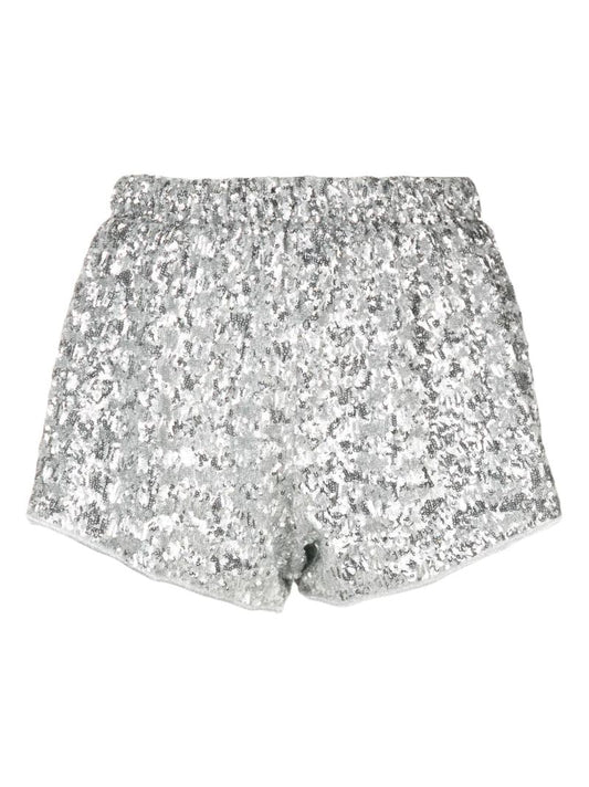 Silver Sequin-embellished Shorts