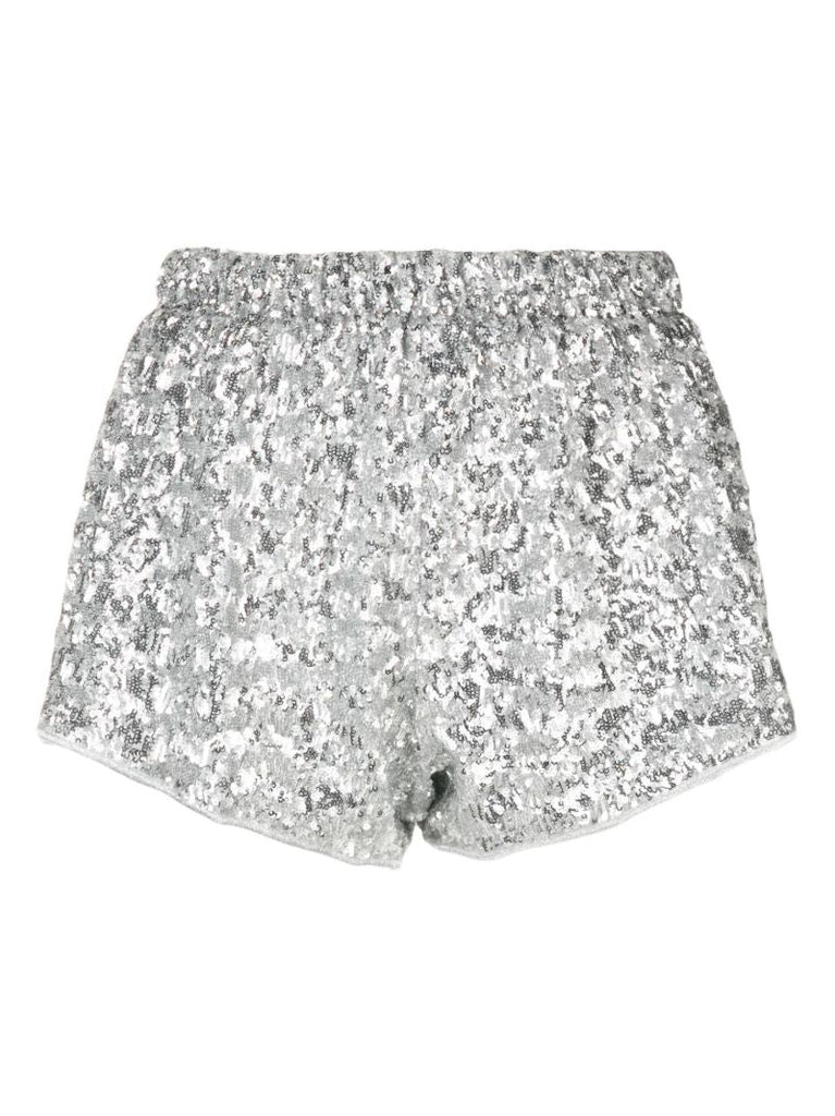 Silver Sequin-embellished Shorts