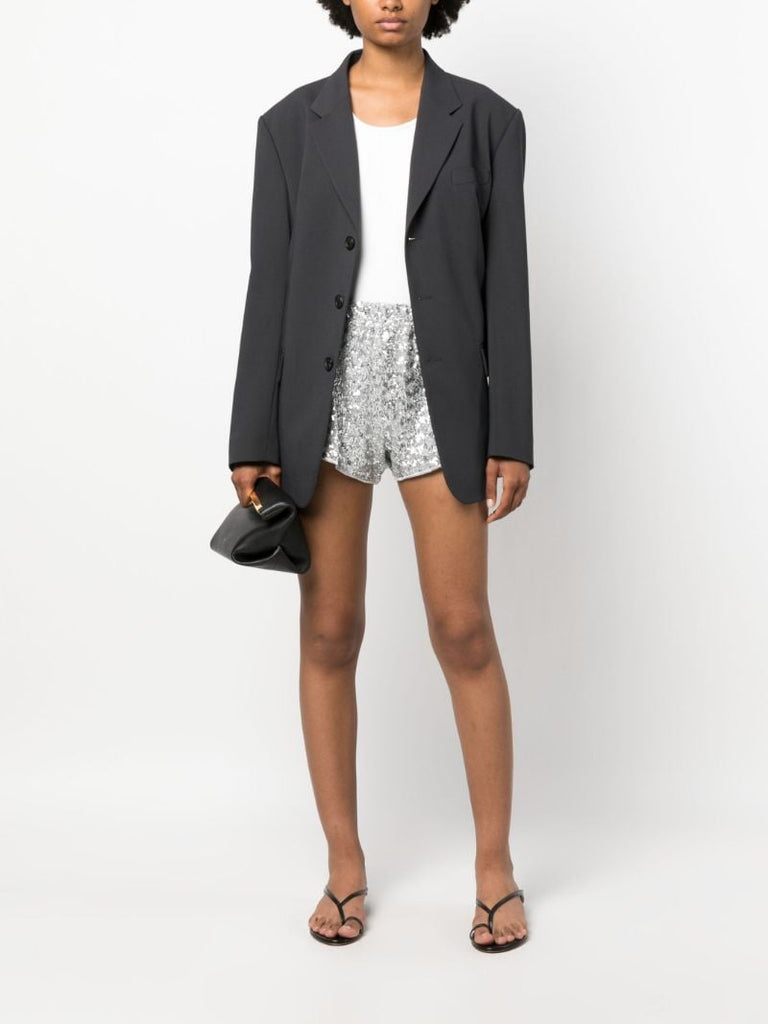 Silver Sequin-embellished Shorts
