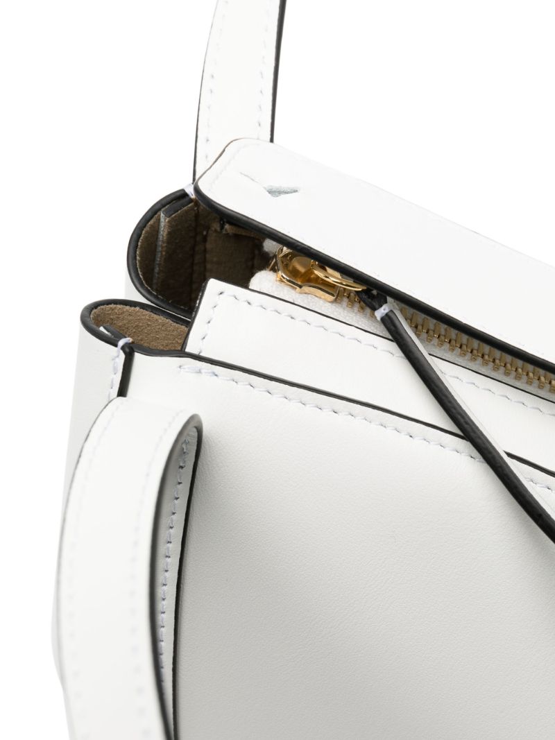 White Lin Leather Shoulder Bag