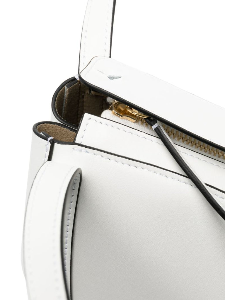 White Lin Leather Shoulder Bag