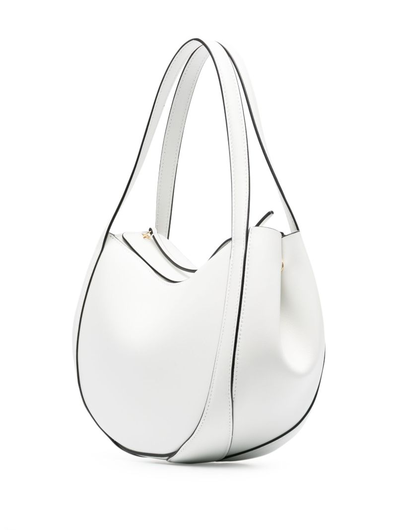 White Lin Leather Shoulder Bag