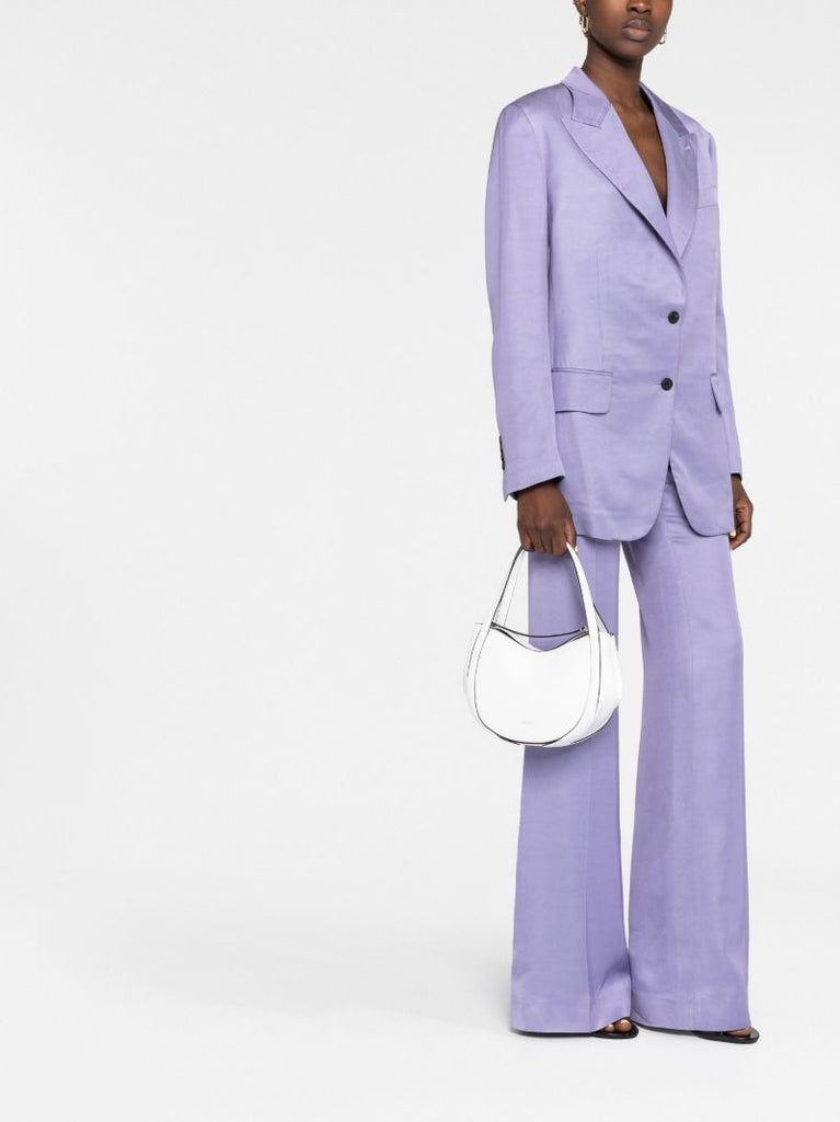 White Lin Leather Shoulder Bag