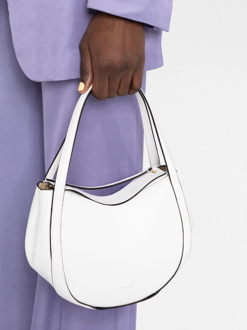 White Lin Leather Shoulder Bag